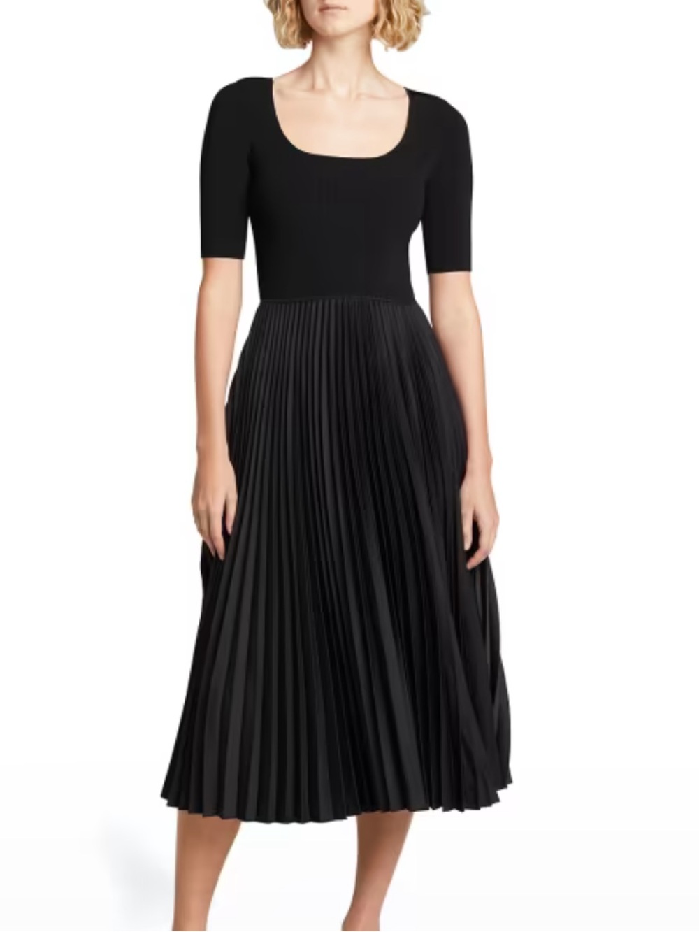 Theory Black Pleated Midi dress